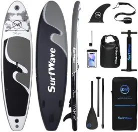 11ft x 34in x 6in Inflatable Stand-Up Paddle Board Set with Accessories | Beginner-Friendly Multi-Functional Travel Surfboard | High-Load-Bearing and High-Strength PVC Material