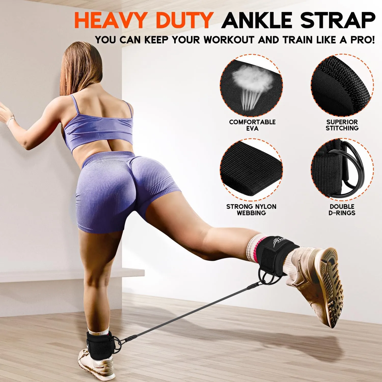 Ankle Resistance Bands, Ankle Bands for Working Out with Cuffs, Resistance Bands for Leg Butt Training Workout Equipment for Kickbacks Hip Gluteus Training Exercises, Ankle Strap with Exercise Bands