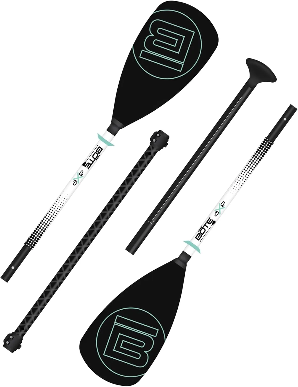 BOTE 4-Piece Hybrid Paddle Aluminum Stand Up Paddle Board Kayak Universal Convertible Axe Blade Paddle Fishing Kayaking Surfing Canoe Family Friendly Adult 4 Piece