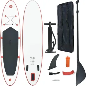 Enhance Your Watersports with Inflatable Stand Up Paddle Board Set, Includes Oar and Pump, Red and White
