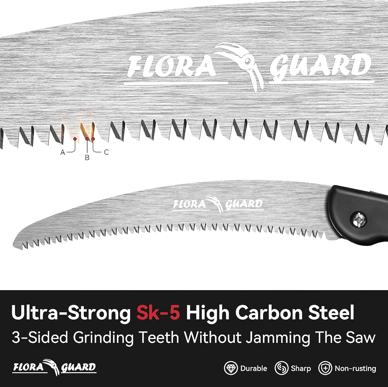 FLORA GUARD 10-Inch Folding Hand Saw, Heavy Duty Pruning Saw with Multi-Level Razer Teeth for Wood Cutting, Tree Trimming, Professional Camping Gardening Tools
