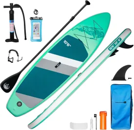Inflatable Stand Up Paddle Board, with Premium Paddle Board Accessories and Waterproof Phone Bag, 33" Wide Stable Design, Non-Slip Comfort Deck for Youth & Adults