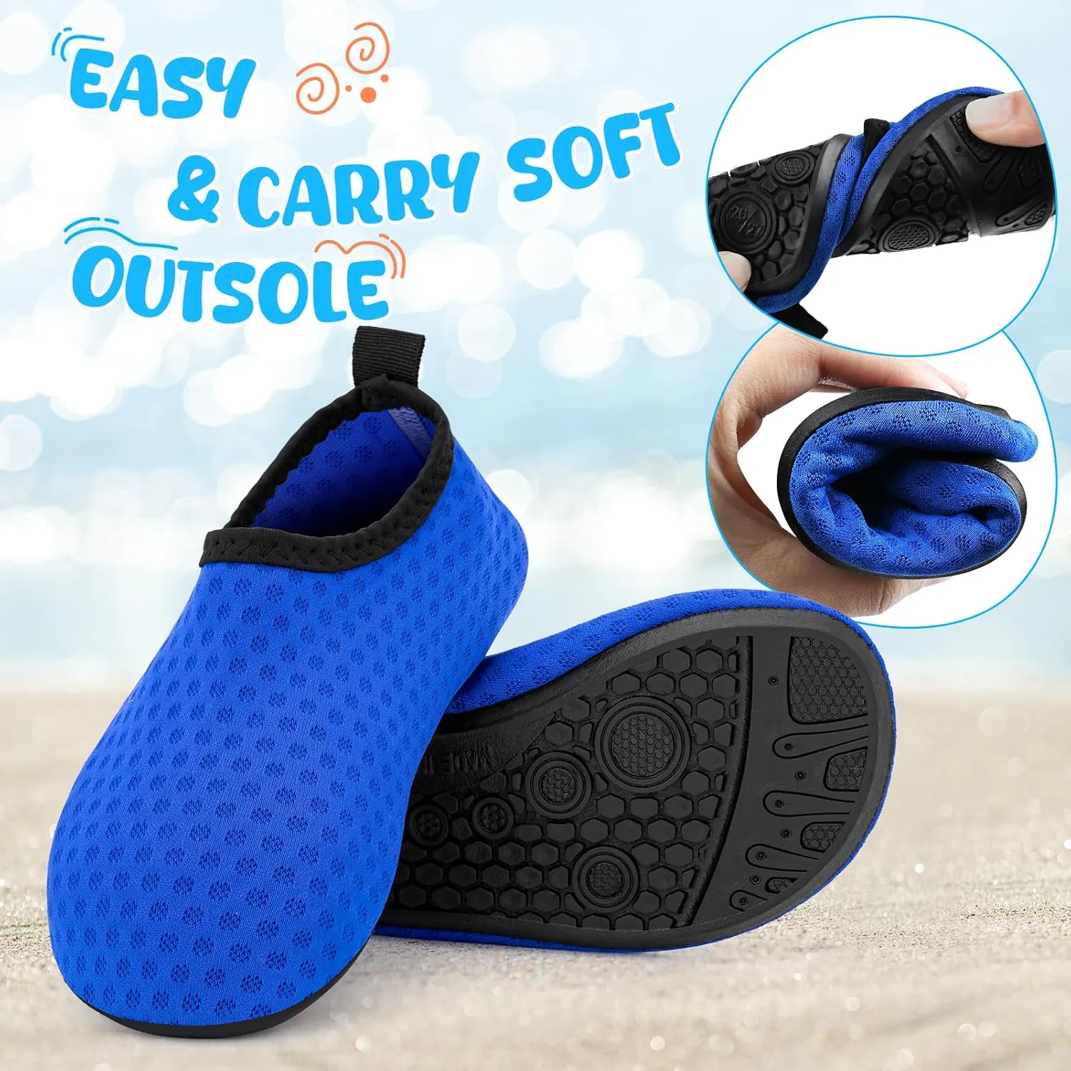 Kids Boys Girls Swim Water Shoes, Toddler Kids Swim Water Shoes Non-Slip Quick Dry Beach Shoes,Barefoot Sports Shoes Aqua Socks for Beach Outdoor Sports