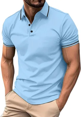 KUIOLYPOER Mens Polo Shirts Casual Solid Short Sleeve Collared Shirt Loose Athletic Golf Shirt Men's Button Down Work Shirt