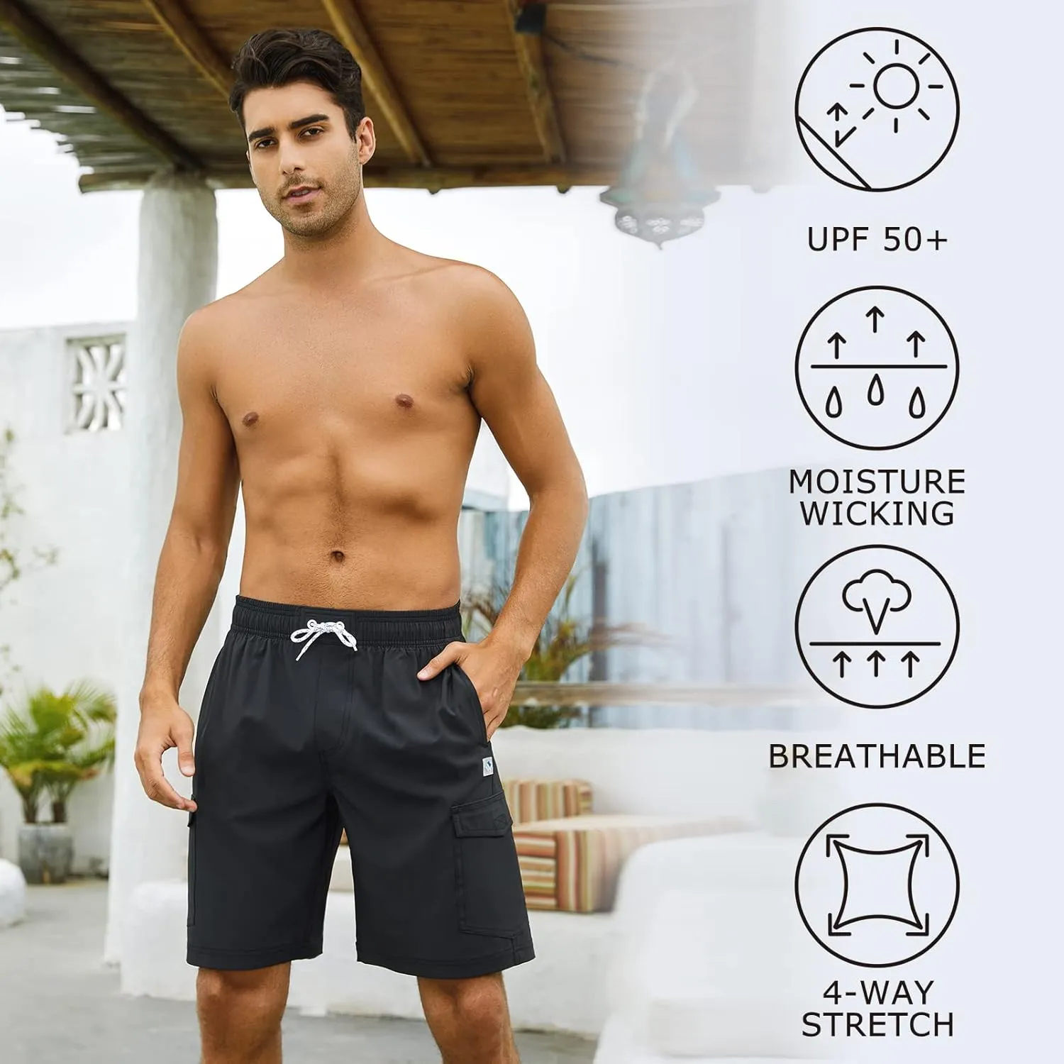 Men's 9" Swim Trunks UPF 50  Quick Dry Beach Board Shorts with Mesh Lining Lightweight Bathing Suits