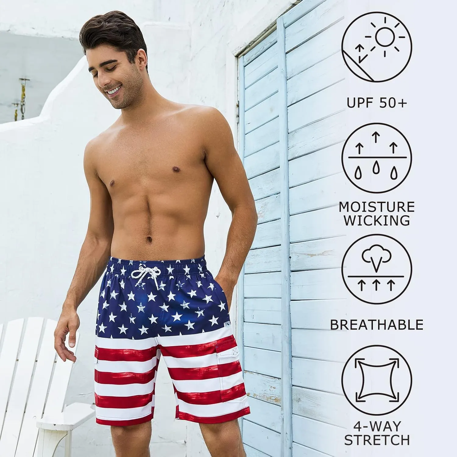 Men's 9" Swim Trunks UPF 50  Quick Dry Beach Board Shorts with Mesh Lining Lightweight Bathing Suits