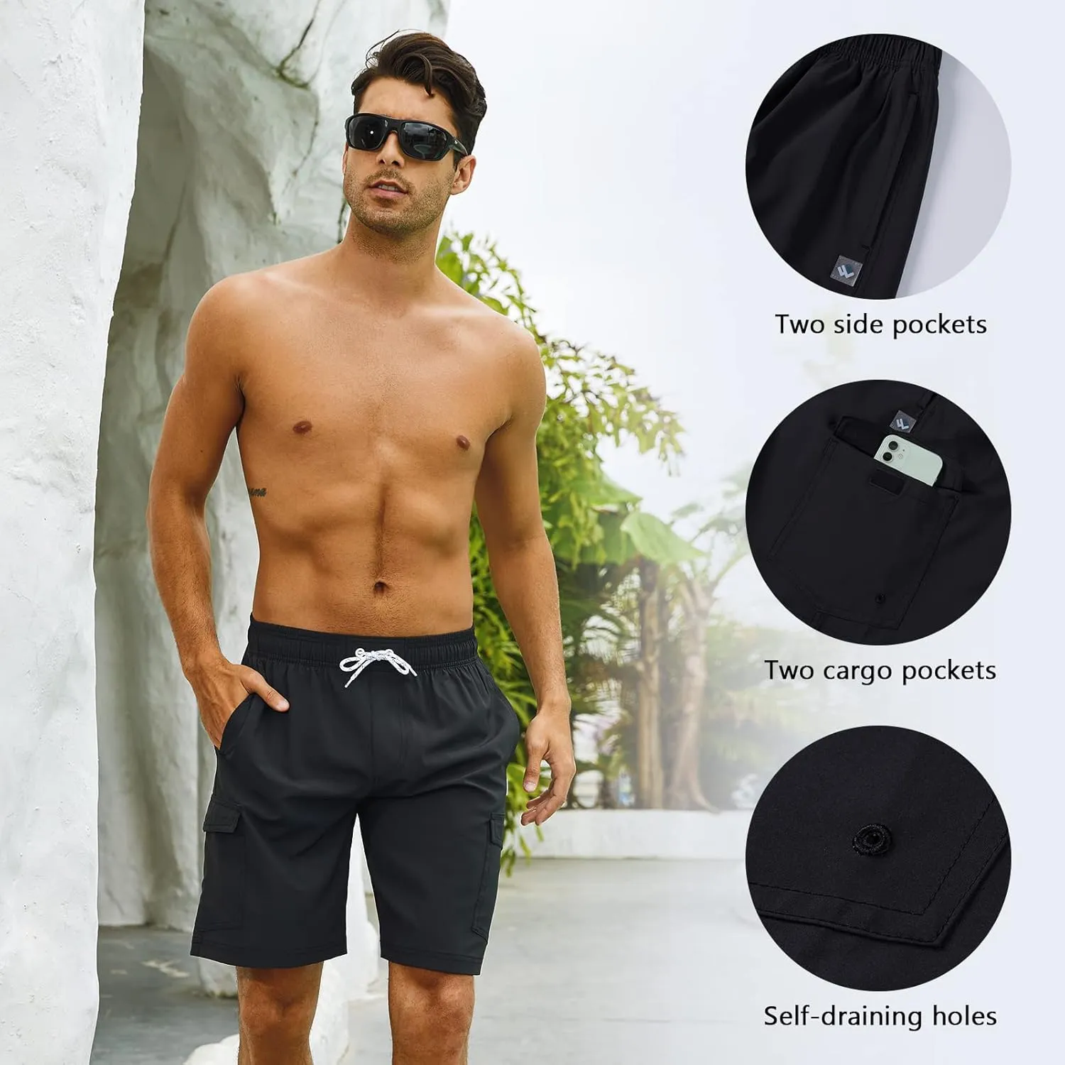 Men's 9" Swim Trunks UPF 50  Quick Dry Beach Board Shorts with Mesh Lining Lightweight Bathing Suits
