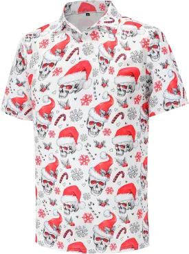Men's Polo Shirts Funny Golf Shirts for Men Short Sleeve Hawaiian Print Performance Shirts