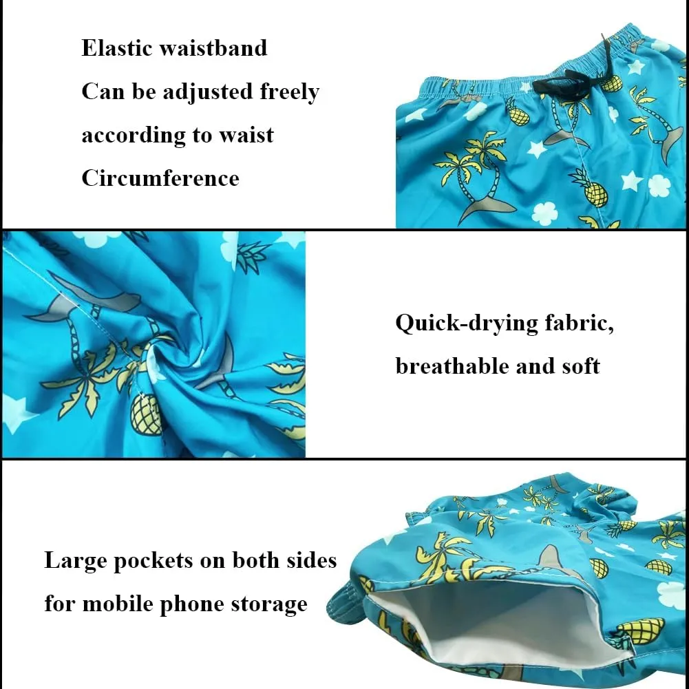 Mens Swim Trunks with Compression Liner Quick Dry Zipper Pocket Bathing