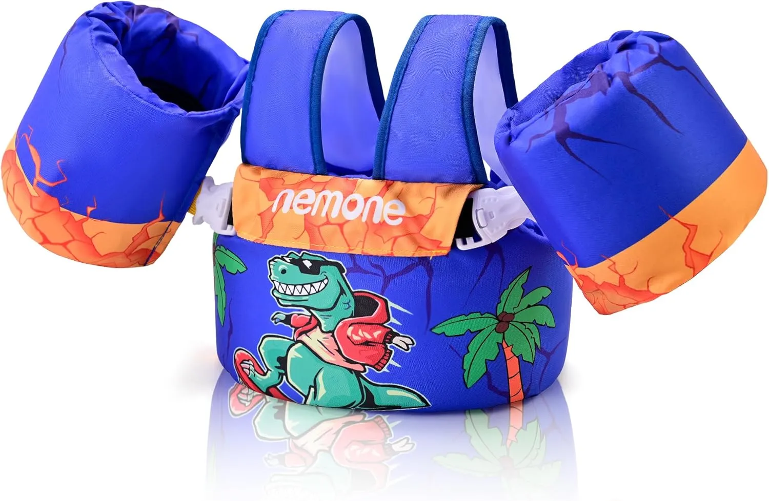 Nemone Toddler Swim Vest for 22-70 lbs Kids Floaties Swim Jacket with Arm Water Wings for Girls Boys 1 2 3 4 5 6 7 Years Old Beach Pool 20 30 40 50 60 66 Pounds Puddle Jumper