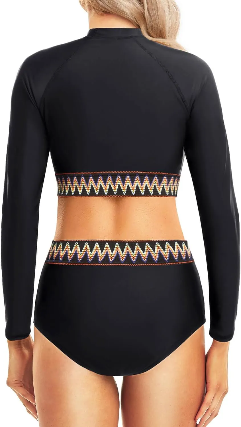 Pinup Fashion Long Sleeve Rash Guard - 2 Piece Swimsuit Bathing Suits with Bottom Swim Top UV UPF 50 