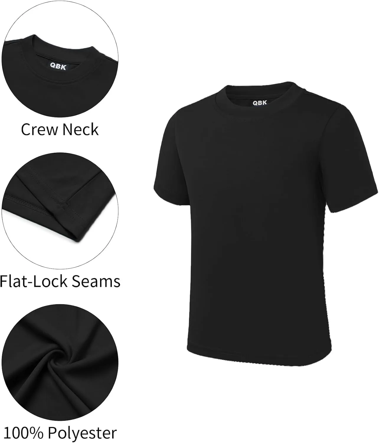 QBK 2T to Youth Neon Shirt Kids UPF 50  Dry Fit Athletic Short Sleeve T Shirts for Boys and Girls