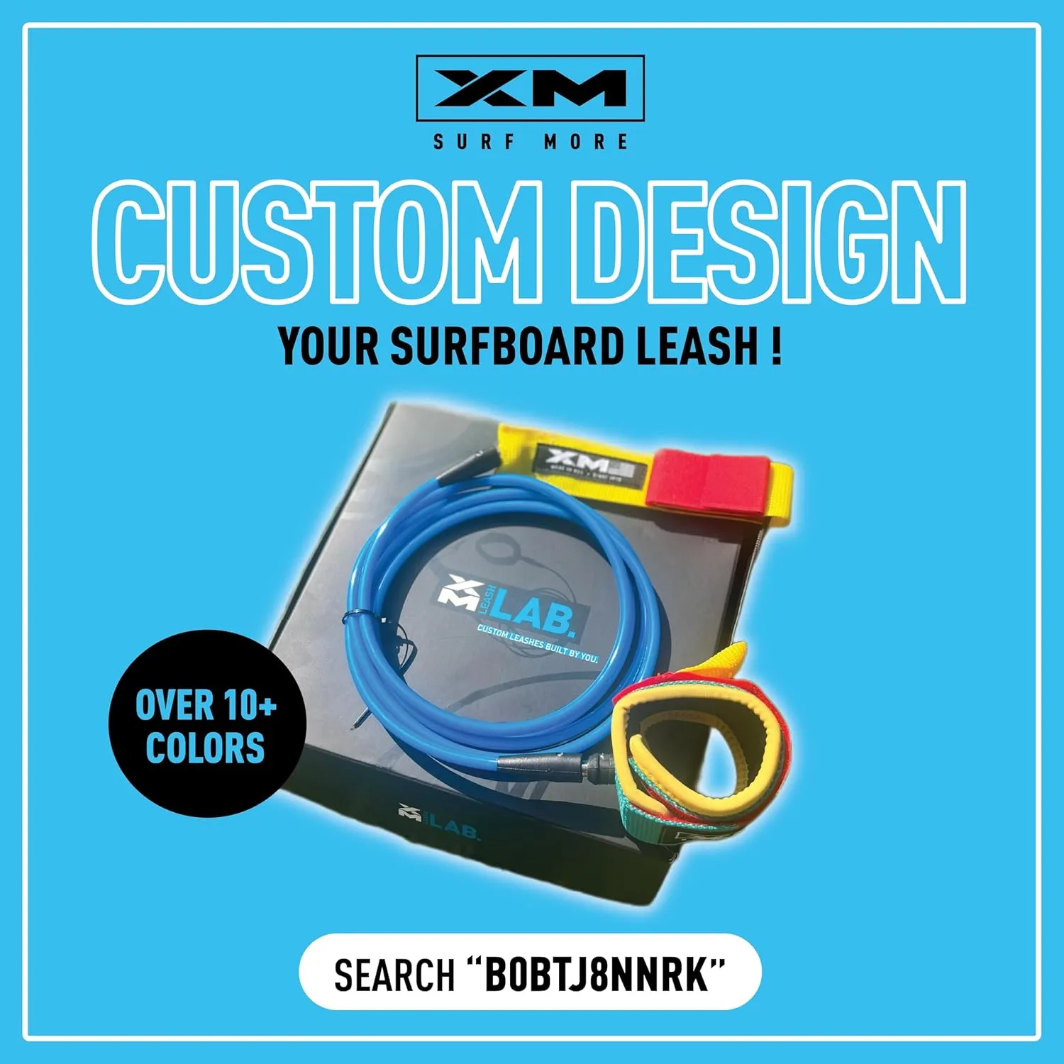 Regular 6ft-12ft Surfboard Leash with Tangle Free Upgrade, Cord Thickness (.270in), Key Pocket, Unbreakable Swivels, Detachable Railsaver, Made in USA