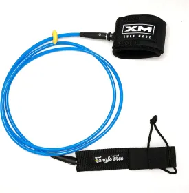 Regular 6ft-12ft Surfboard Leash with Tangle Free Upgrade, Cord Thickness (.270in), Key Pocket, Unbreakable Swivels, Detachable Railsaver, Made in USA