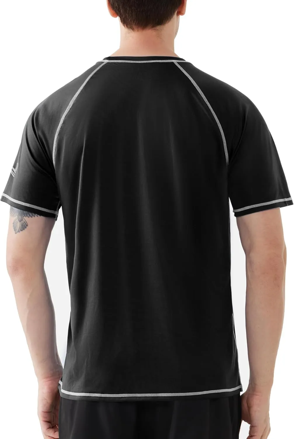 Roadbox Men's UPF 50  Swim Shirts, Short Sleeve UV Sun Protection Rash Guard T-Shirt, Quick Dry Water Surfing Beach Tees