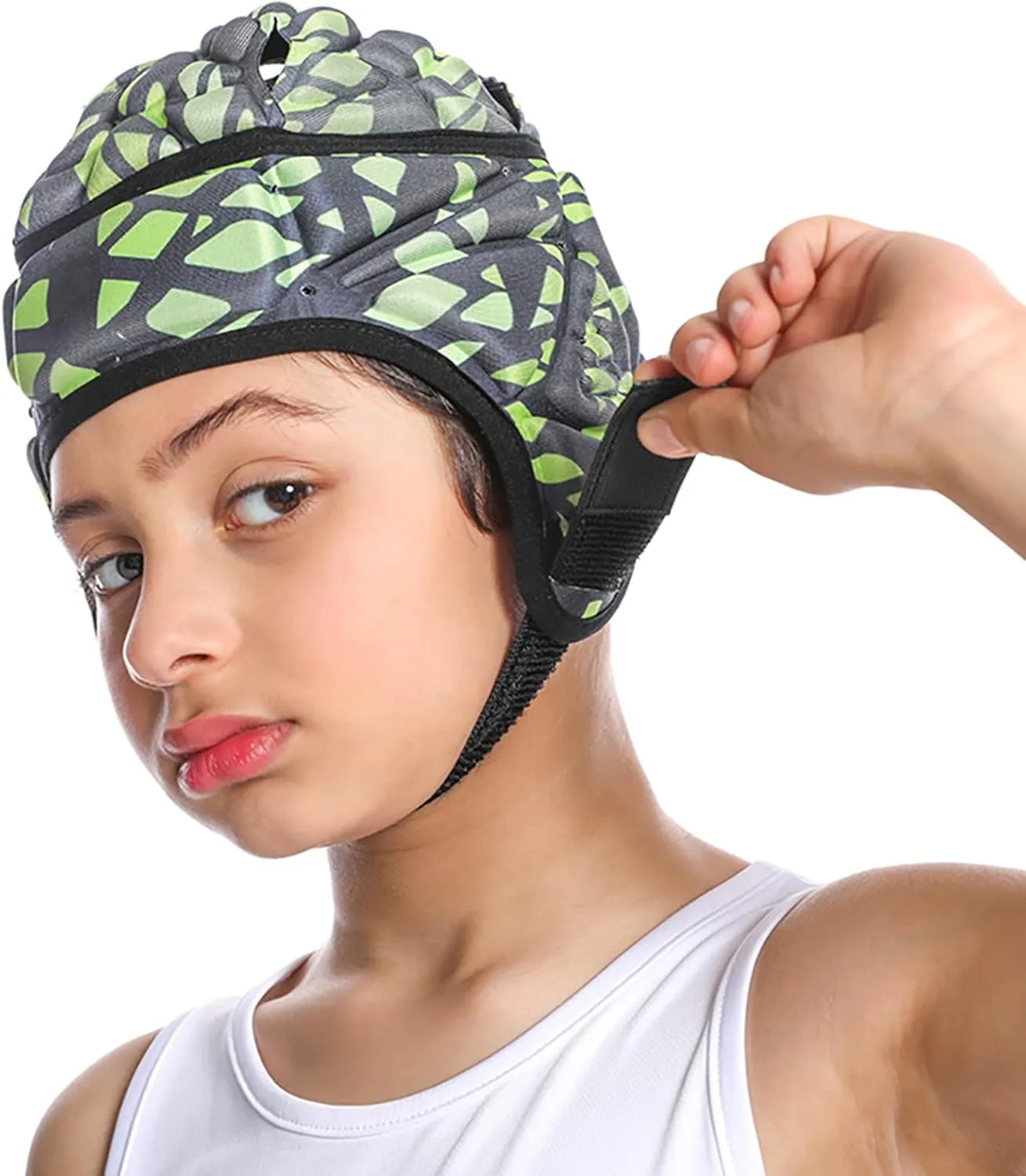 Rugby Helmet, Adjustable 7v7 Football Helmet for Kids Youth, Soft Padding Scrum Cap, Breathable Headgear for Flag Football, Brazilian jiu-Jitsu, Special Needs Helmet