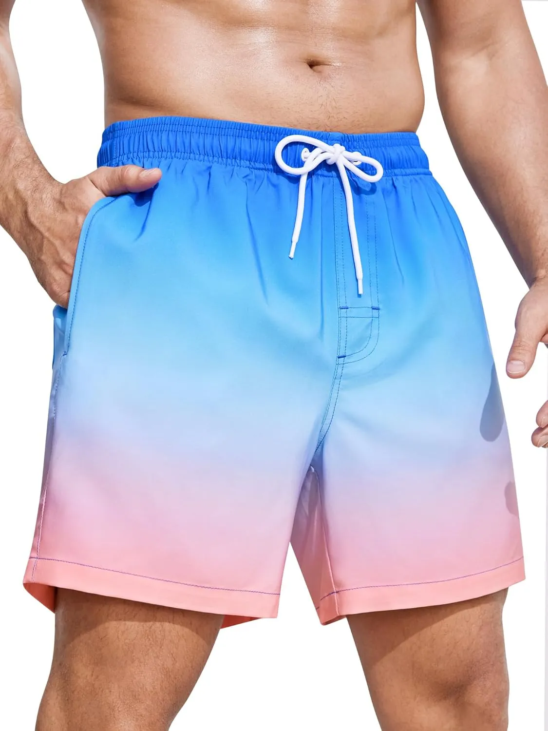 SILKWORLD Mens Swim Trunks with Compression Liner 2 in 1 Quick Dry Bathing Suit Beach Shorts with Zipper Pockets