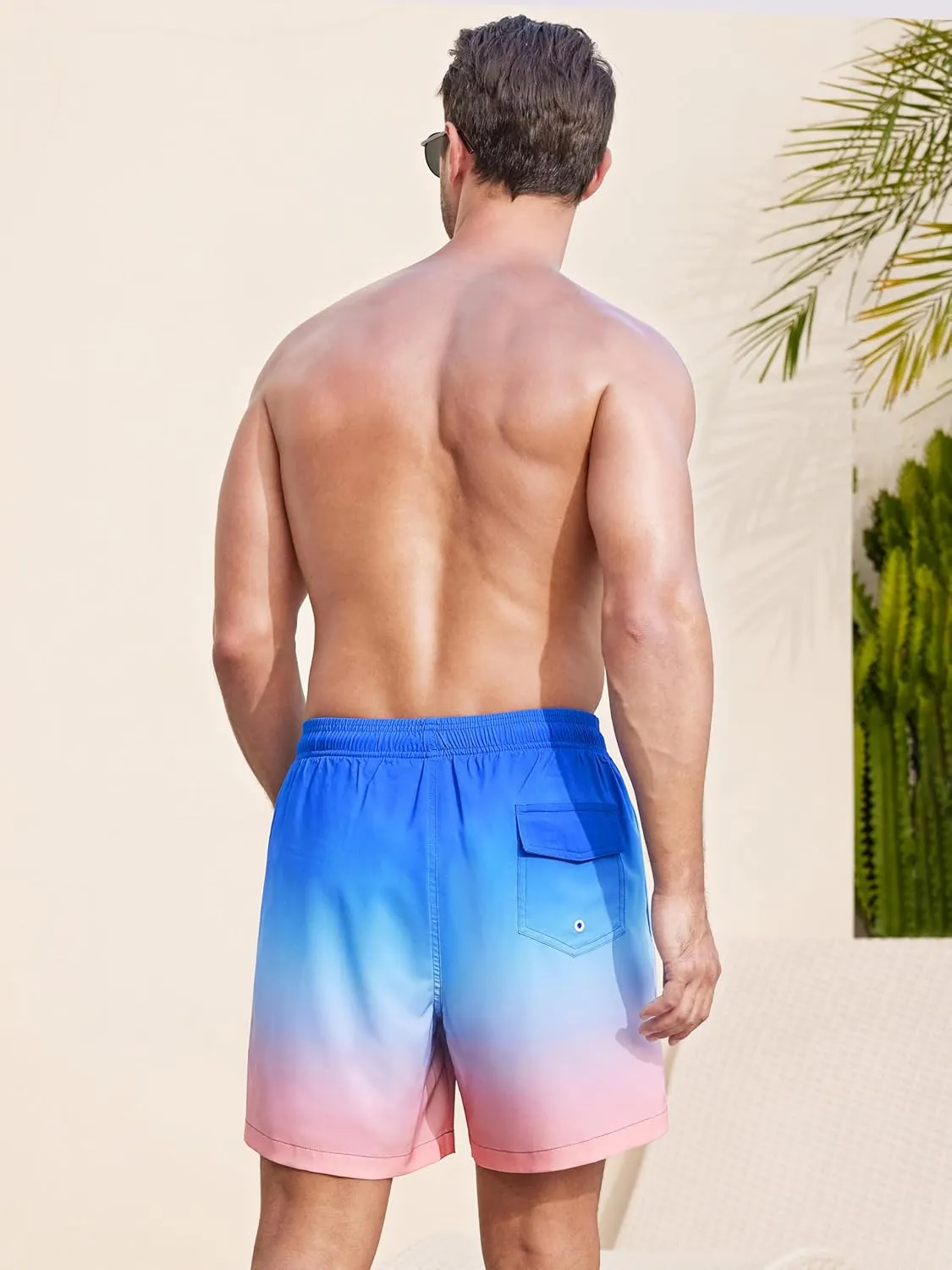 SILKWORLD Mens Swim Trunks with Compression Liner 2 in 1 Quick Dry Bathing Suit Beach Shorts with Zipper Pockets
