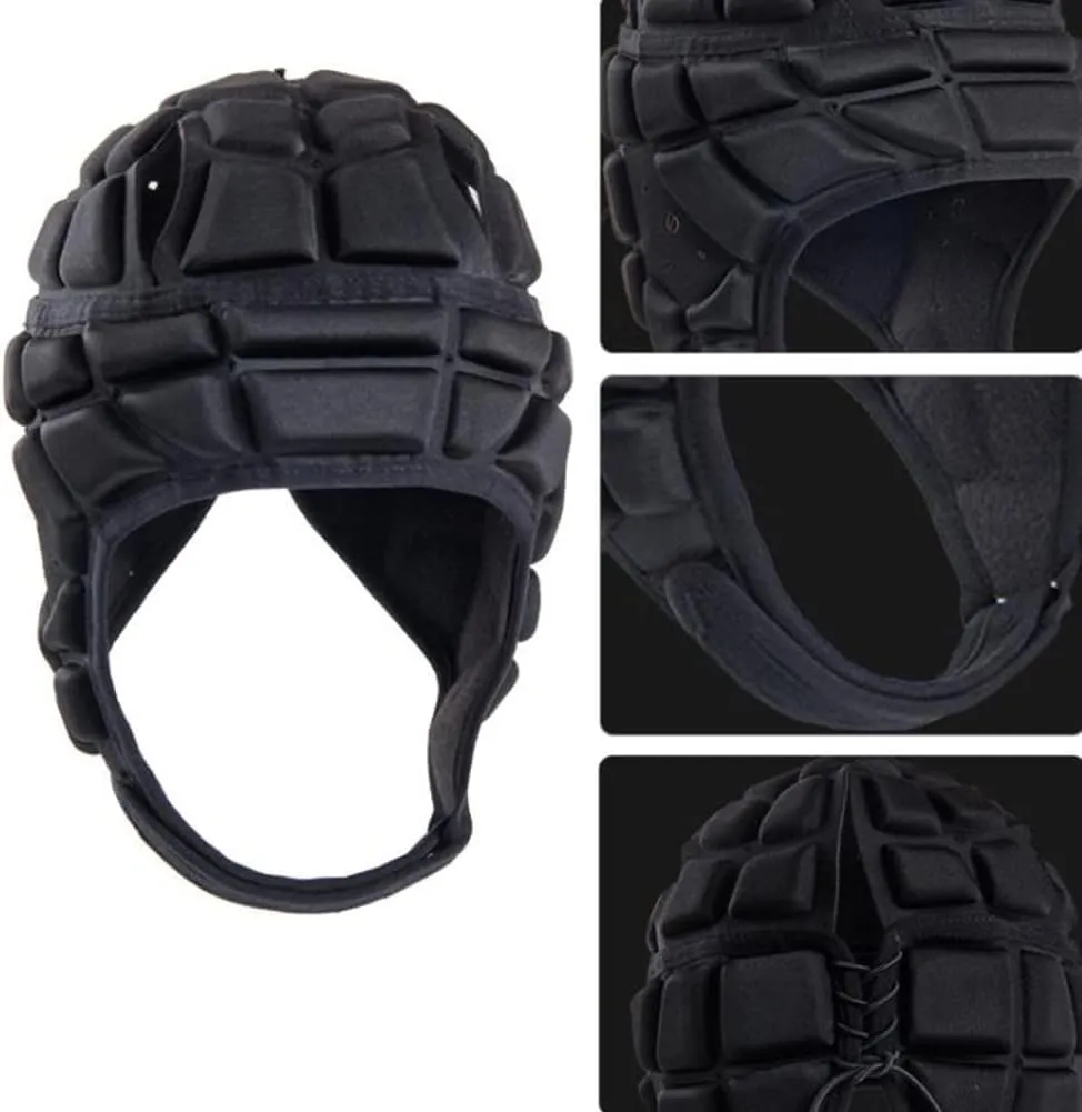 Soft Padded Headgear Flag Football Helmet Rugby Headguards Shell for Child Adult Shell Head Protector Scrum Cap Goalkeeper Adjustable Soccer Goalie Helmet Support for Kids
