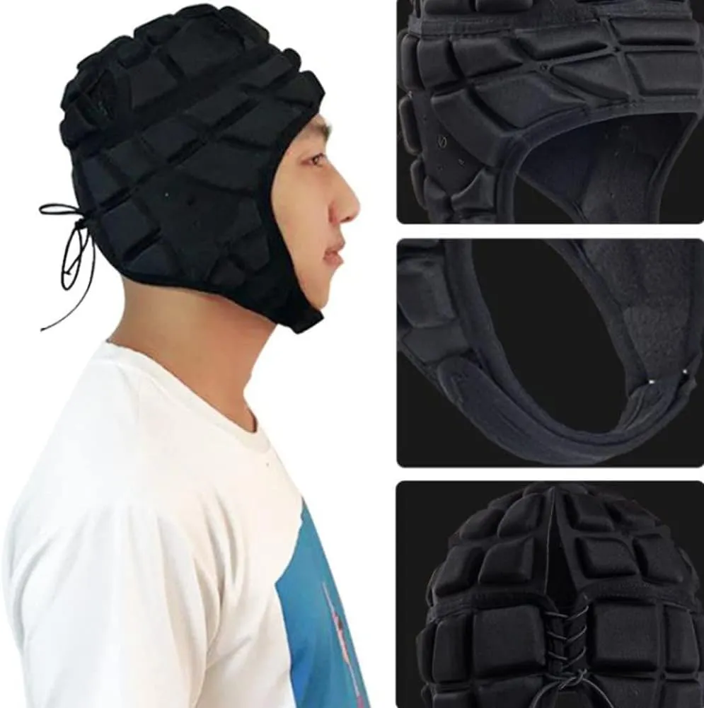 Soft Padded Headgear Flag Football Helmet Rugby Headguards Shell for Child Adult Shell Head Protector Scrum Cap Goalkeeper Adjustable Soccer Goalie Helmet Support for Kids