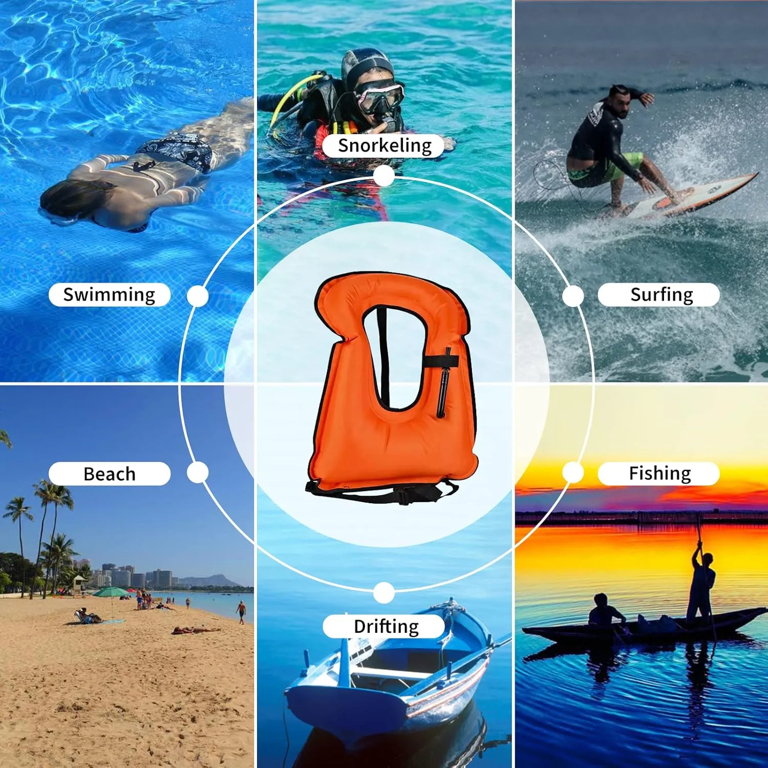 Swim Vest for Adults,Inflatable Buoyancy Vests-Portable Snorkel Vest for Diving Surfing Swimming Outdoor Water Sports