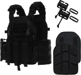 Tactical Molle Vests with Triple mag Pouch and Side Cummerbund Pouches, Quick Release Vests for Men