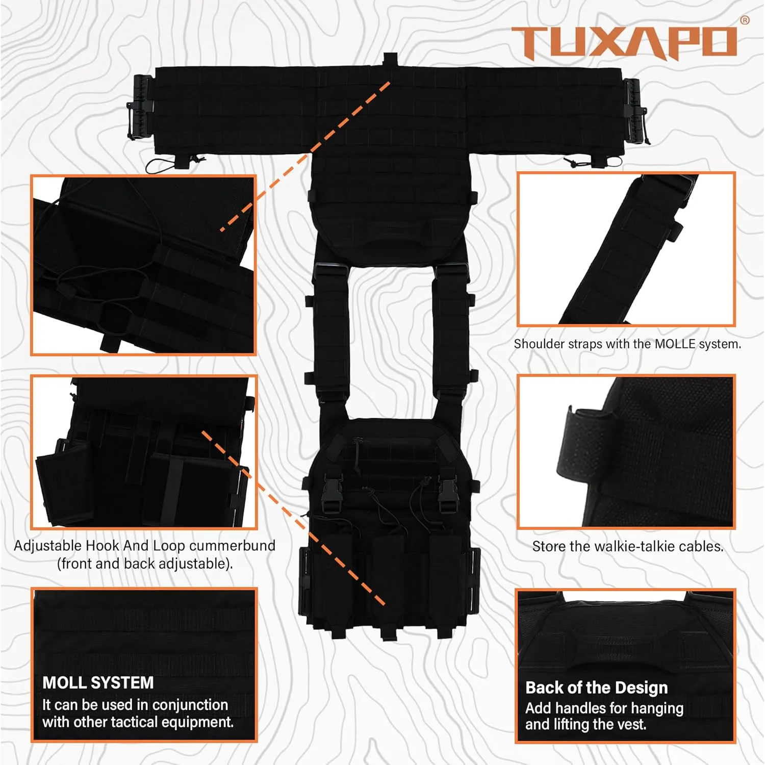 Tactical Molle Vests with Triple mag Pouch and Side Cummerbund Pouches, Quick Release Vests for Men