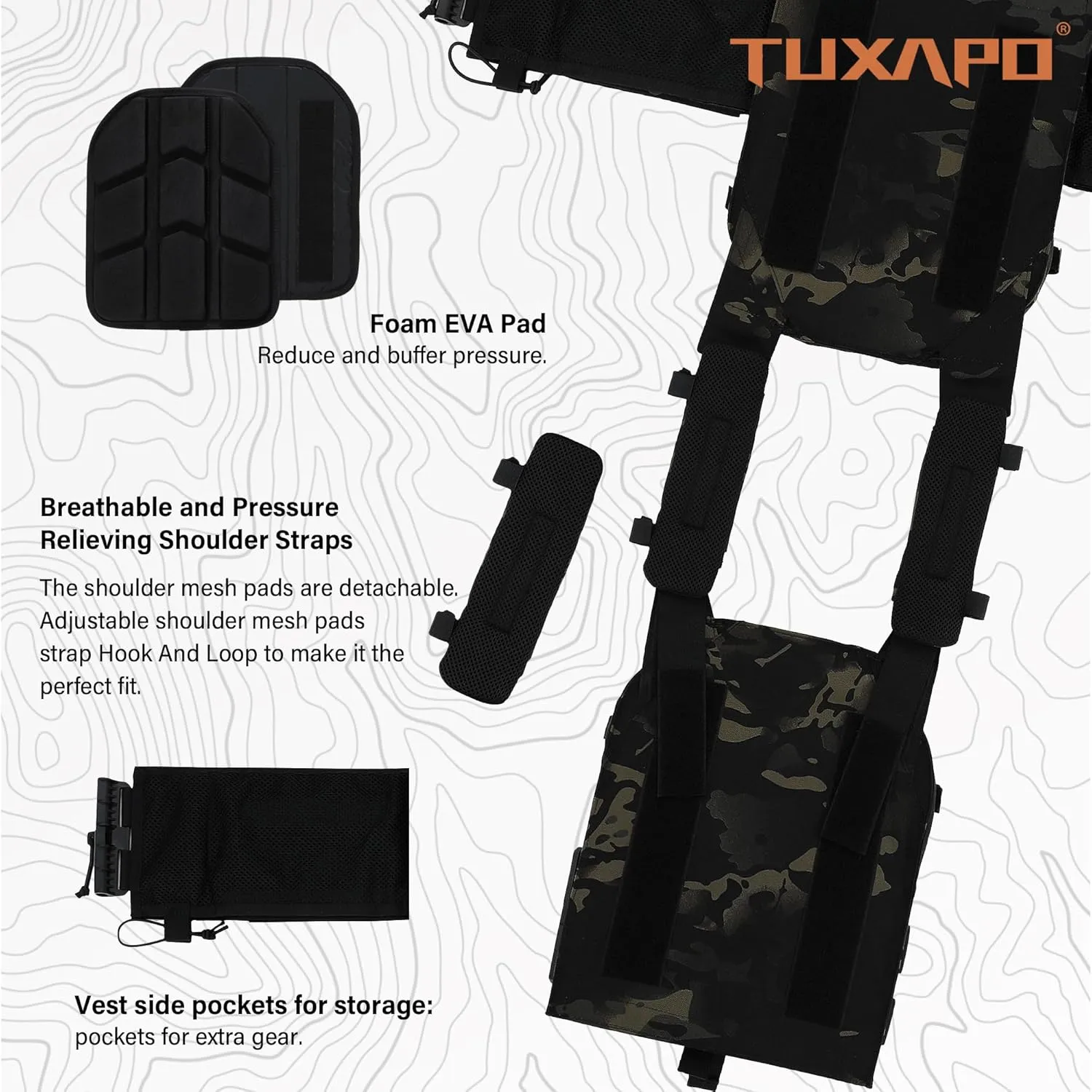 Tactical Molle Vests with Triple mag Pouch and Side Cummerbund Pouches, Quick Release Vests for Men