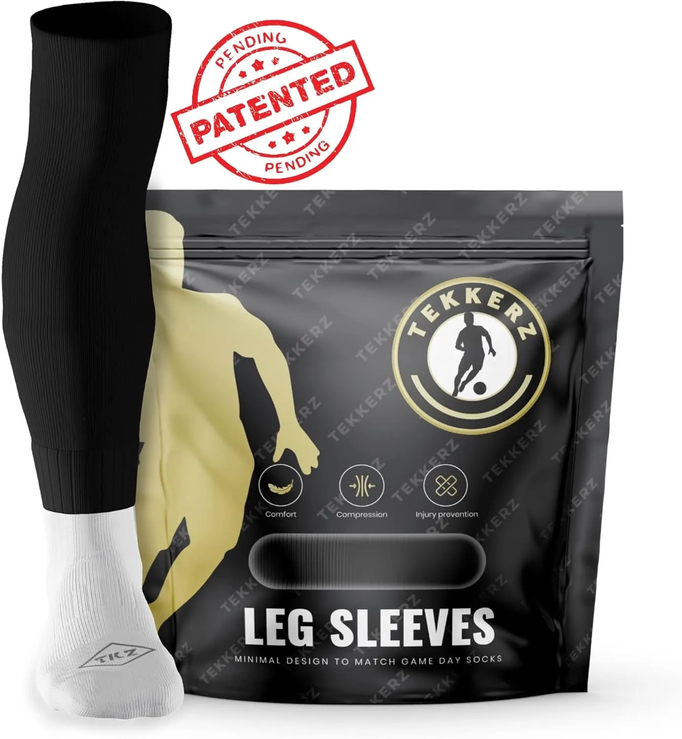 Tekkerz leg sleeve over 20 color variations compatible with grip socks for soccer, football, hockey, rugby athletic socks
