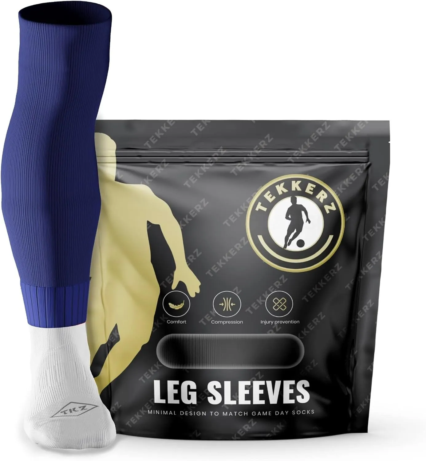 Tekkerz leg sleeve over 20 color variations compatible with grip socks for soccer, football, hockey, rugby athletic socks
