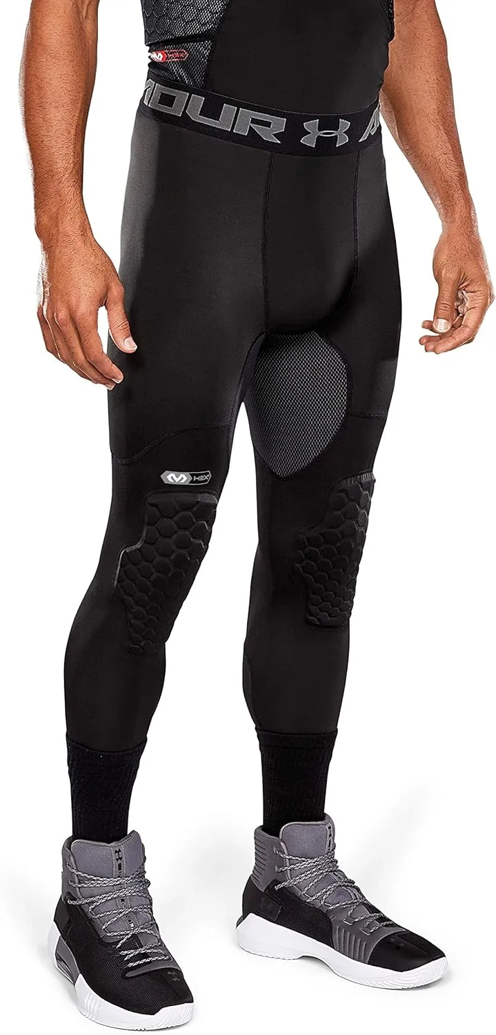 Under Armour Men's Full Length Basketball Tights, Padded Knee Protection, Adult Sizes