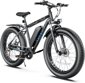 Vivi Electric Bike 26" x 4.0 Fat Tire Electric Bicycle, Peak 1000W Electric Mountain Bike, 25MPH Ebikes for Adults with 48V 13AH Removable Lithium-Ion Battery, Up to 60 Miles,UL 2849 Certified